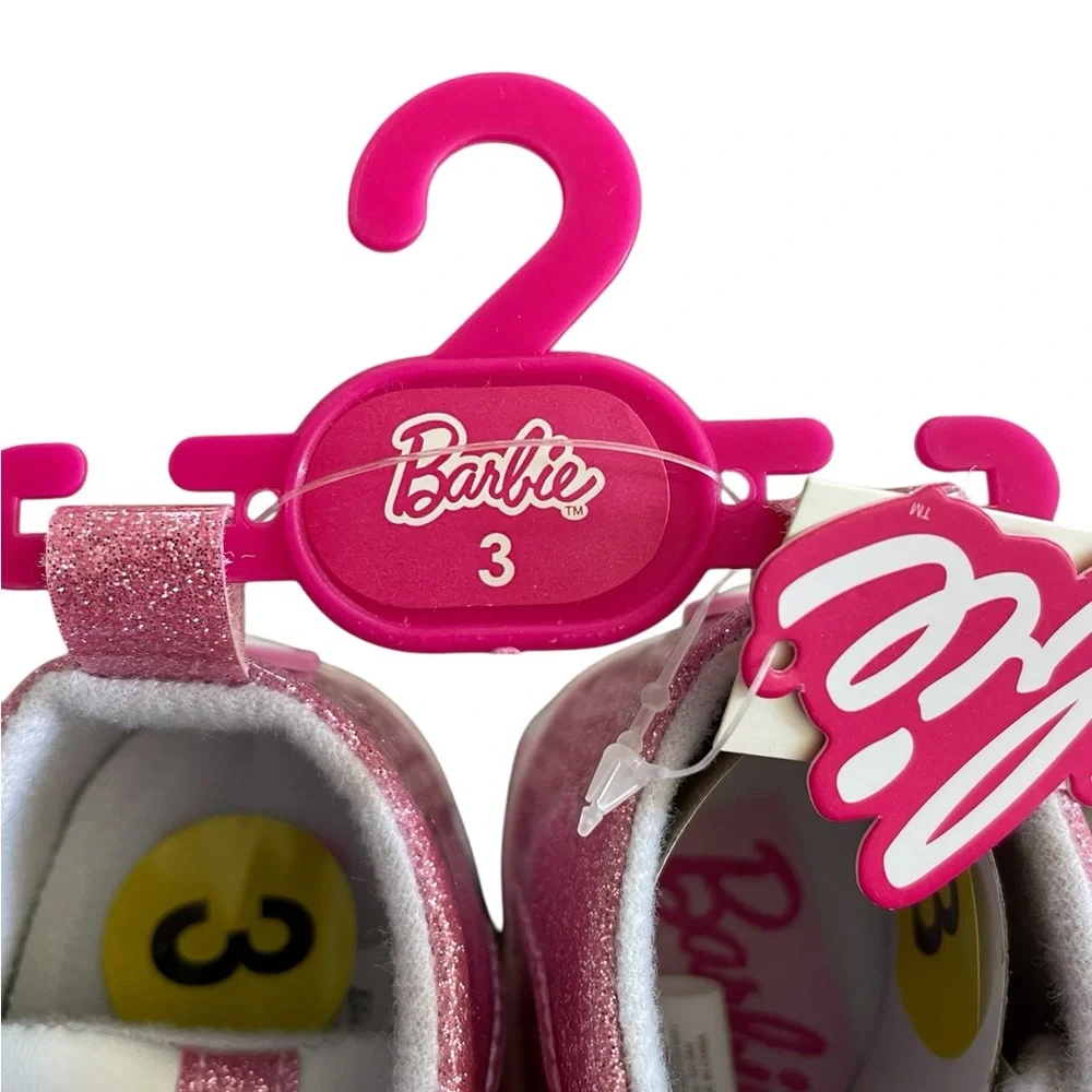 Barbie Pink Glitter Kids Shoes Size 3 - Picture 3 of 6